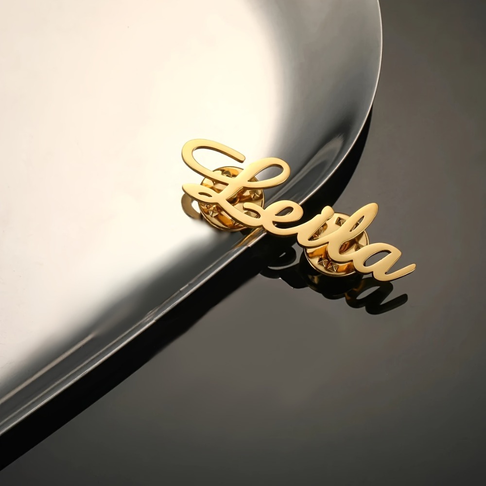 TEMU Broche de Acero Inoxidable Personalizado con - Elegante para Traje de Caballero, Adiciones de Moda para Hombre, Solo en Inglés