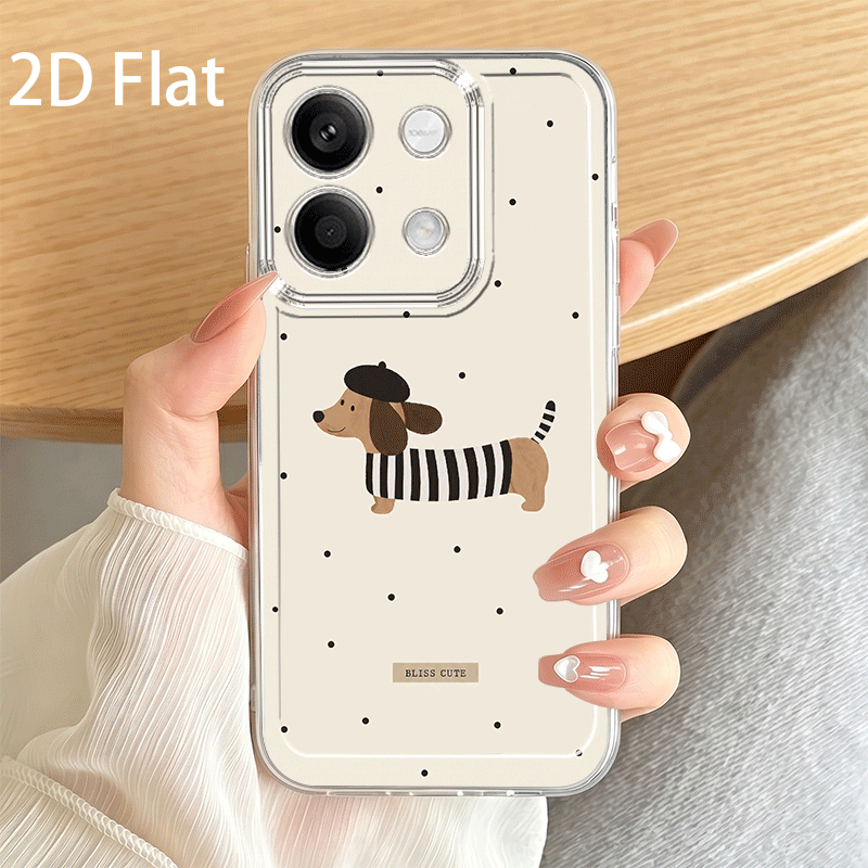 TEMU Phone Case - 2d Flat French Polka Dot Dachshund Phone Case For Redmi 5g 15c 5g A3 A5 4g Note 10 11s 12 13 14 15pro  Xiaomi 17 15 13 14t Pro Poco