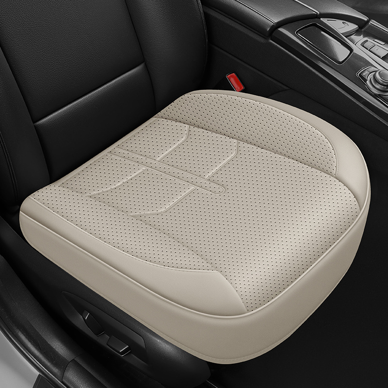 TEMU Cojín Individual Delantero para Asiento de Coche. Diseño Completo, Material de Cuero Sintético Perforado, Agujeros Pequeños Densos para una
