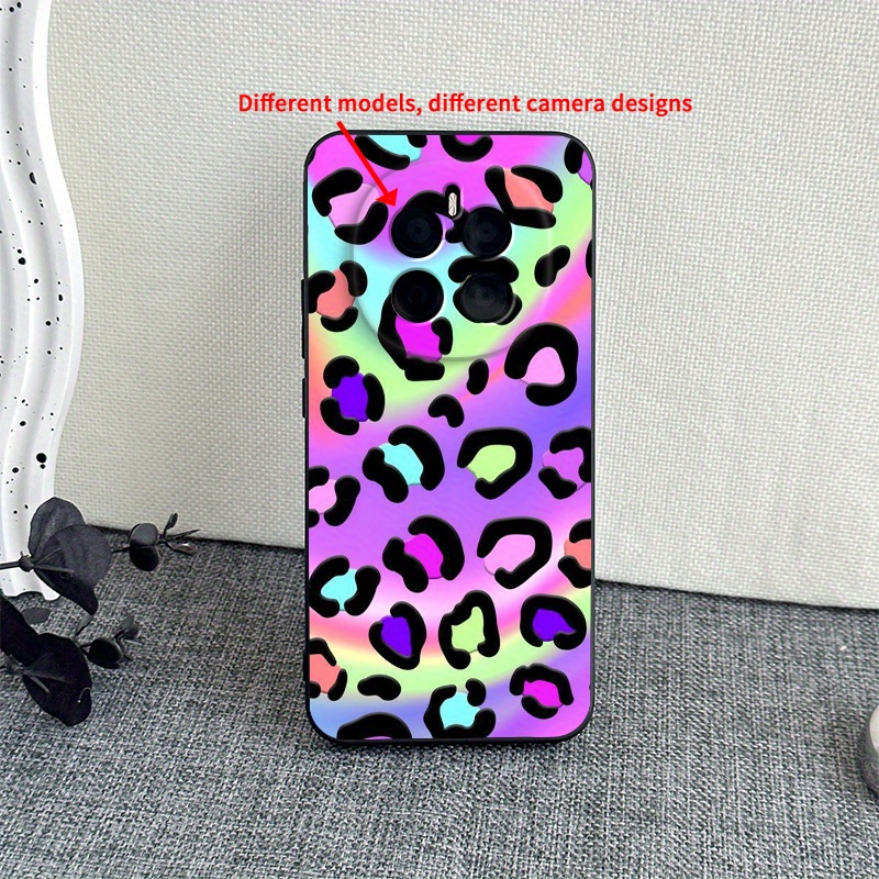 TEMU Phone Case: Colorful Leopard For Huawei Honor Magic 7 Magic6 Magic3 7 6 5 4 3 5g Shockproof Black Tpu Soft Straight Phone Case Cover Gift