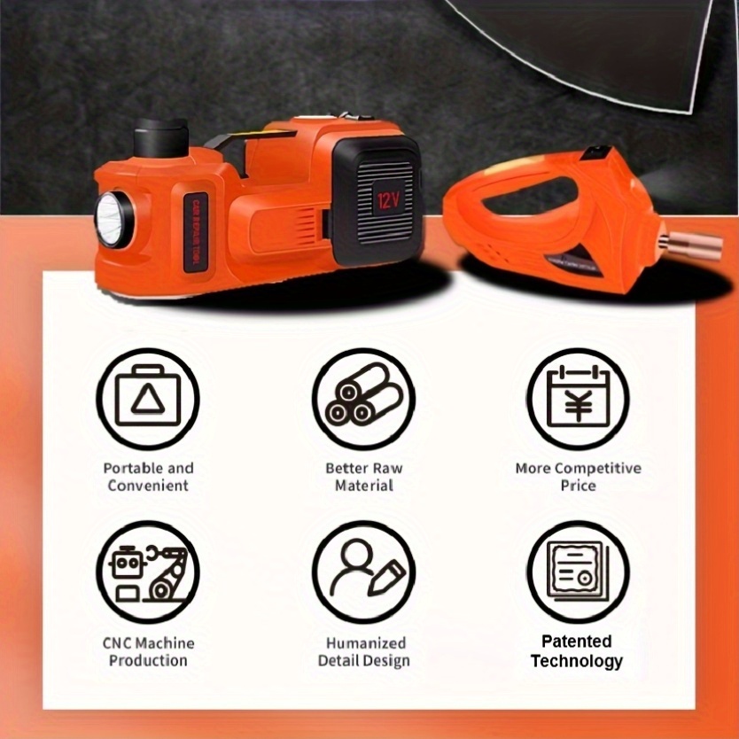 5 ton electric car jack with hydraulic impact wrench built in inflatable pump portable heavy duty iron lift for suv sedan truck tires led light   6 functions 11023 lbs capacity electric jack for car tire changing tool multifunctional tool durable   details 4