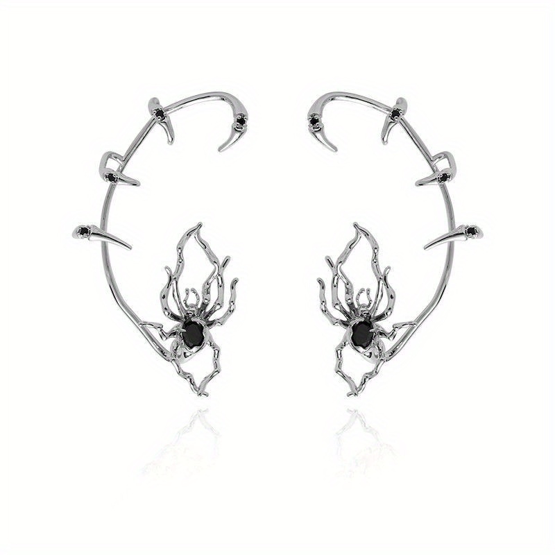 TEMU [gothic Spider Earrings] 2pcs Halloween Gothic Spider Ear Hook Earrings | Exaggerated Claw Design, Jewelry For Women