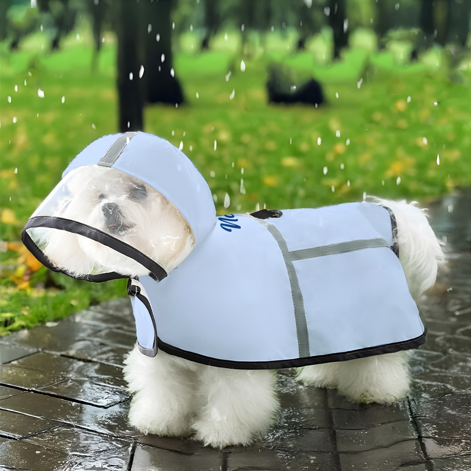 Customizable Pet Raincoat with Reflective Stripes