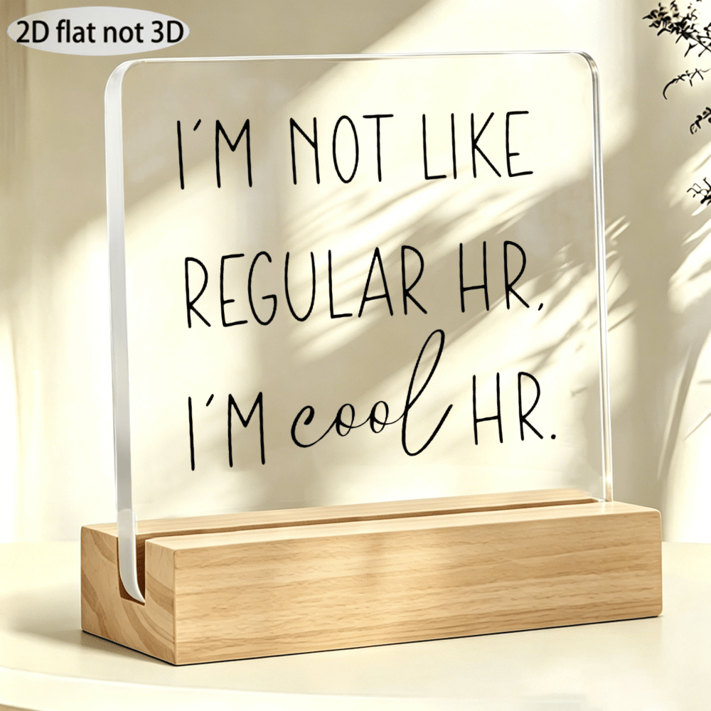 TEMU Ornement de bureau plat 2D, un RH , un HR cool, Ornement de bureau en acrylique, Bureau et étude, Cadeau pour les collègues, Cadeau de Noël,