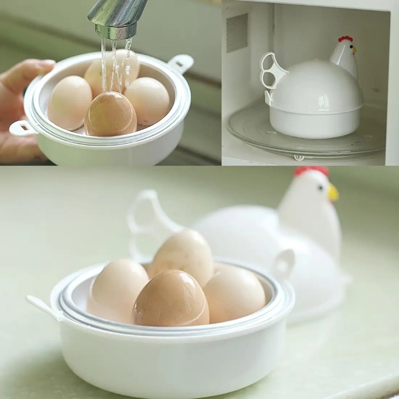 4 in 1 chicken shaped microwave egg cooker with automatic temperature control and stainless steel heating plate   office cooker holds 4 eggs durable aluminum easy     operation