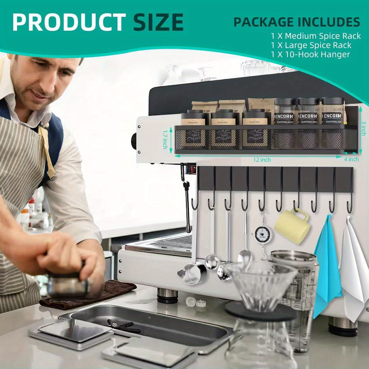 TEMU 3pcs Magnetic Refrigerator Spice Rack, Small , Movable 8-hook Refrigerator Organizer, Kitchen Seasoning Organizer