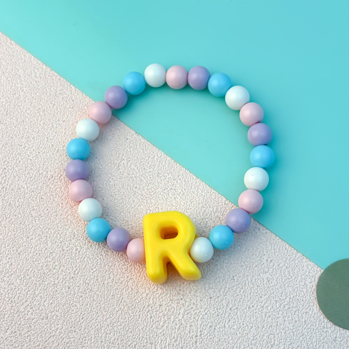 Playful Cartoon Macaron Multicolor Letter Elastic Bracelet