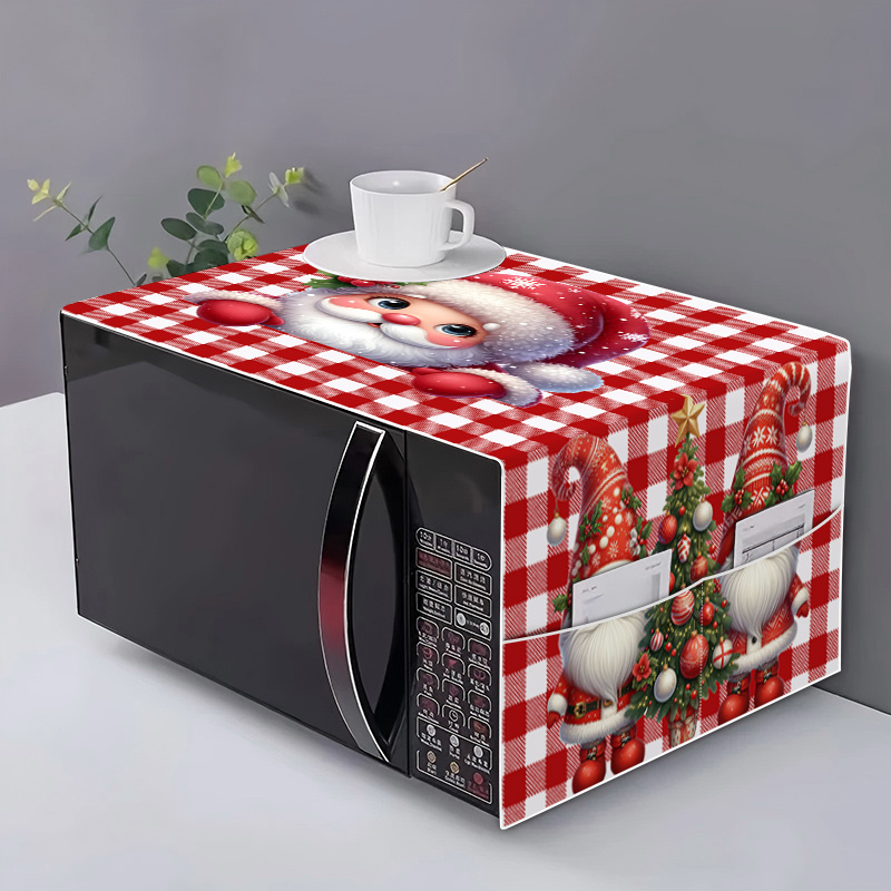 TEMU 1pc Refrigerator Cover, Christmas Element, Refrigerator Cover, Table Flag, Refrigerator Cover With Storage Bag, Microwave Cover, Home