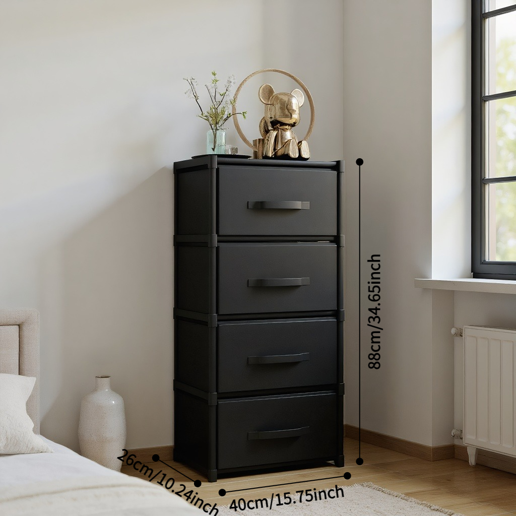 изображение предмета 3-уровневый/4-уровневый прочный тканевый шкаф для хранения с ящиками | плавные выдвижные ящики, экономия пространства | установка без инструментов для дома и офиса | органайзер для спальни, шкафа, кухни для одежды, принадлежностей и необходимых вещей