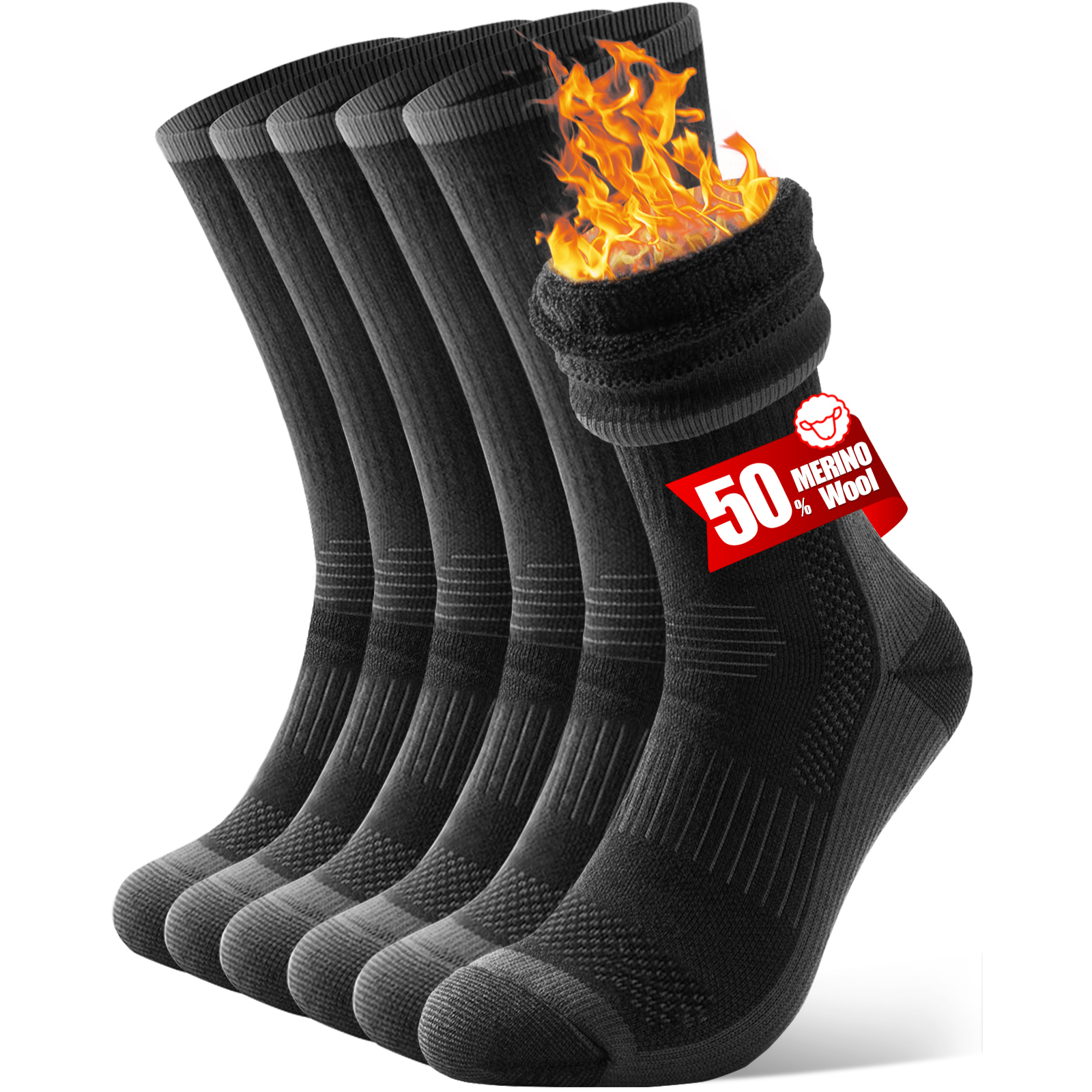 TEMU 3 Pairs Of Men's Thermal Socks Women's Merino Wool Socks Thick Warm Winter Socks Crew Socks For Work Hiking Walking Skiing Running And Outdoor