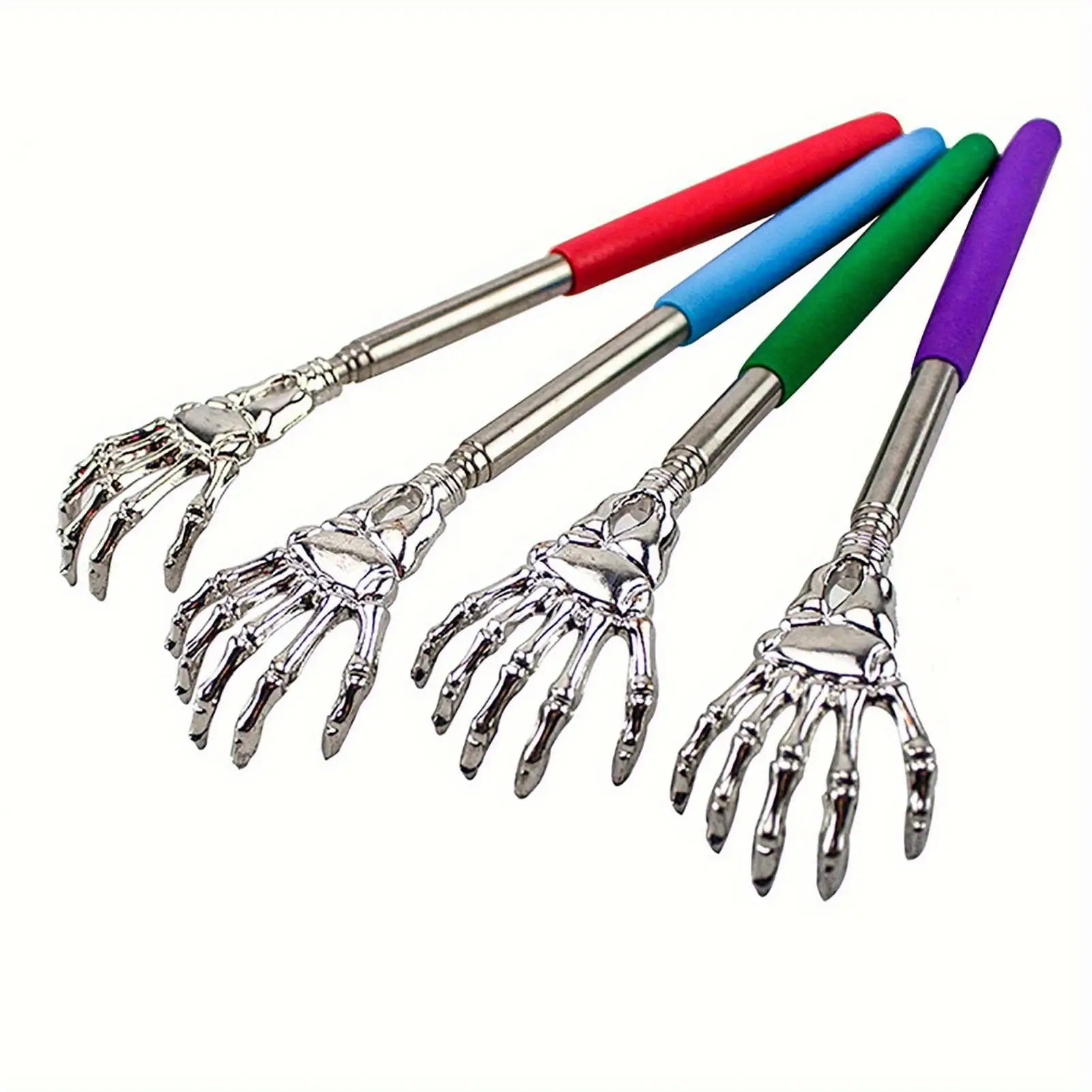 TEMU Set Of 4 Adjustable Stainless Steel Telescopic Scratchers With Ergonomic Handles, Featuring A Cool Claw Design, In 6 Random Colors, A Handy