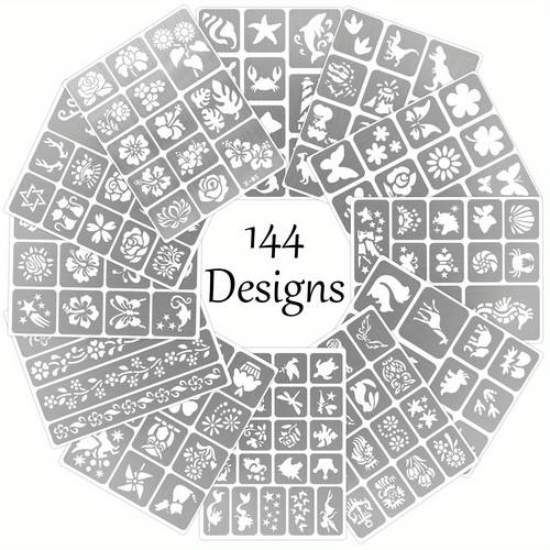 140 designs and series temporary tattoo stencil set simple and lightweight for hand and body art decoration