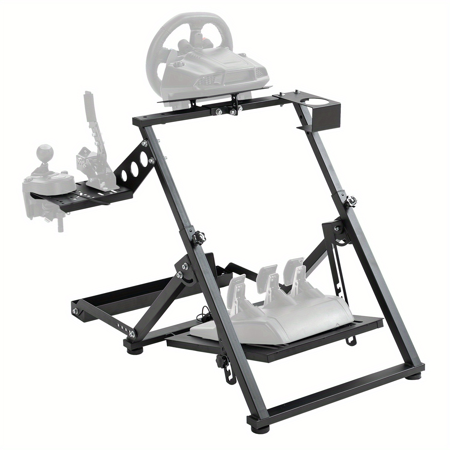 Image of Minneer Racing Simulator Steering Wheel Mount With Cup Holder And Seat , Compatible With Logitech G25 G27 G29 T-gt T80 T300rs (gt) T500rs, Excluding Steering Wheel, Pedals And Shift Lever