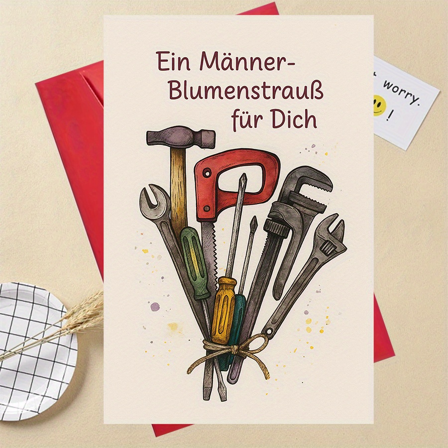 Image of 1pc Funny Tool Bouquet Gift For Men, Father's Day, Husband, Birthday, Diy Lovers, Unique Greeting Card