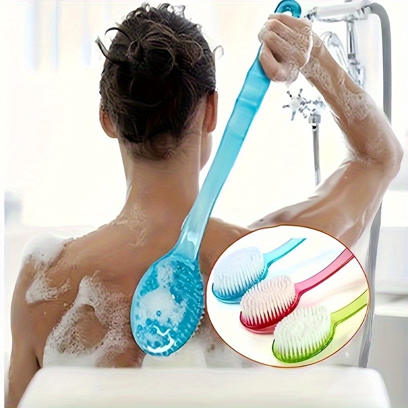 1pc long handle bath brush ergonomic grip for back legs feet   soft nylon bristles non   ideal for   or as a valentines back to school gift no electricity battery needed bath shower scrub tool Product details 0