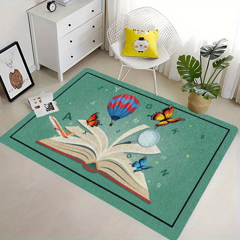 TEMU 1 tapis en flanelle colorée avec imprimés pour l'apprentissage et la lecture, fin et ultra-, disponible en plusieurs tailles, tapis en peluche