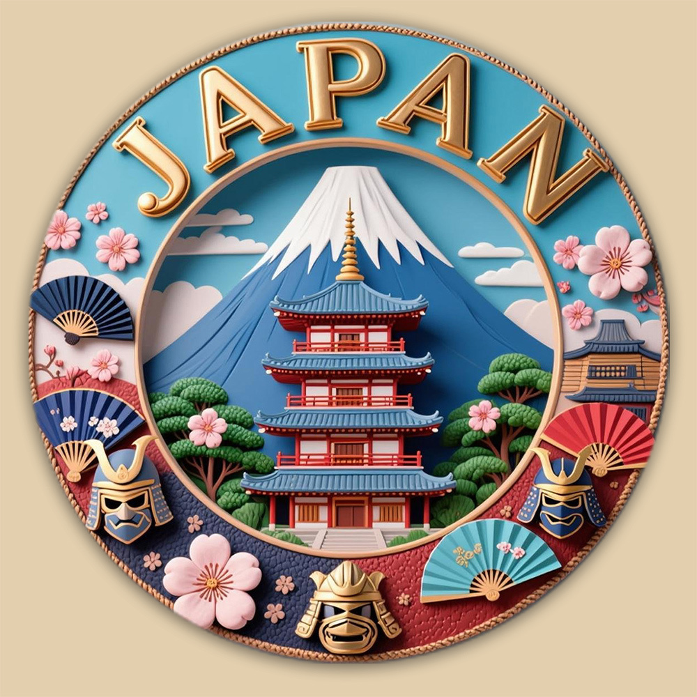 TEMU 1 imán grande de temática japonesa para refrigerador y pizarra blanca - Decoración rectangular con de Japón, monte, , de sumo y puerta torii -
