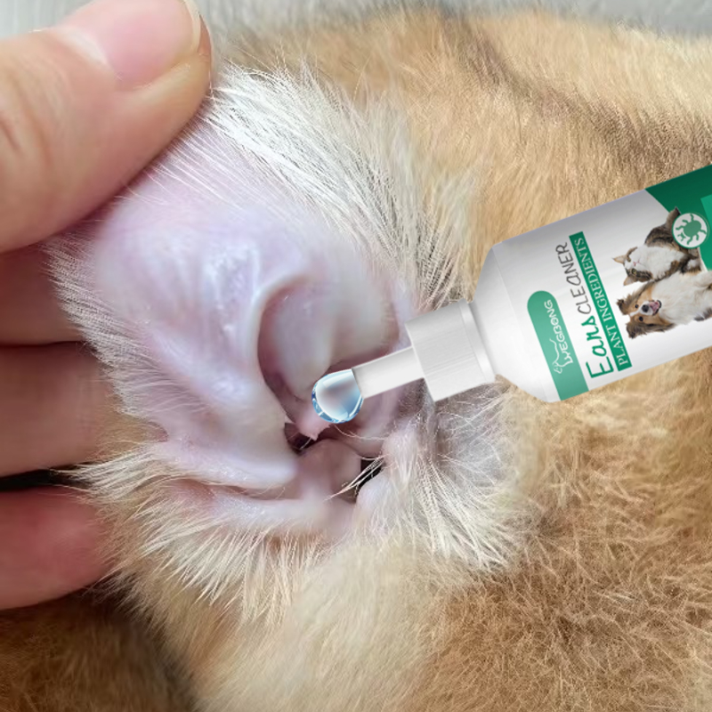 Ear Cleaning Solution for Cats and Dogs - Gentle Ear Wax Removal with Plant Extract Formula, Keeps Ear Canals Clean and , Long-Lasting Protection, Pet Ear Cleaning Care Kit, 4pcs Set