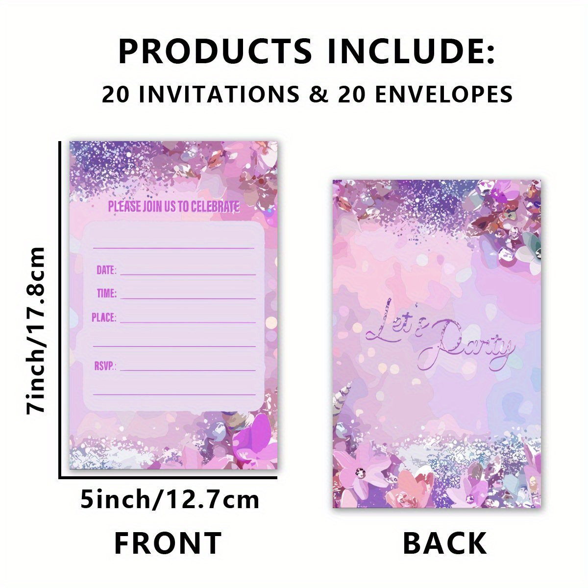 TEMU 20 pièces, Invitations d'Anniversaire, 20 cartes d'invitation d'anniversaire avec enveloppes, Cartes d'invitation d'anniversaire, Invitations à