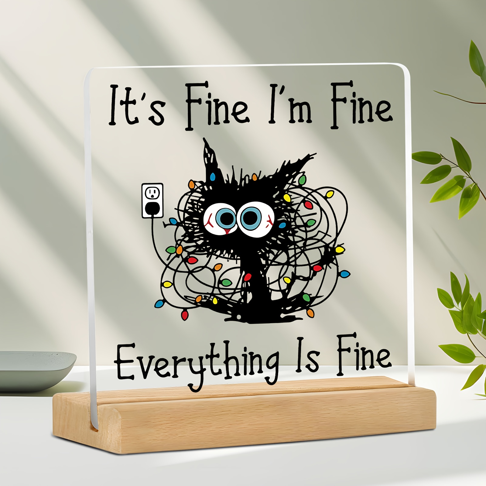 TEMU [2d Flat] An Acrylic Sign Featuring A Cat Design Suitable For Decorating The Bedroom Throughout , Making It A Perfect Fun Gift For Holidays, A