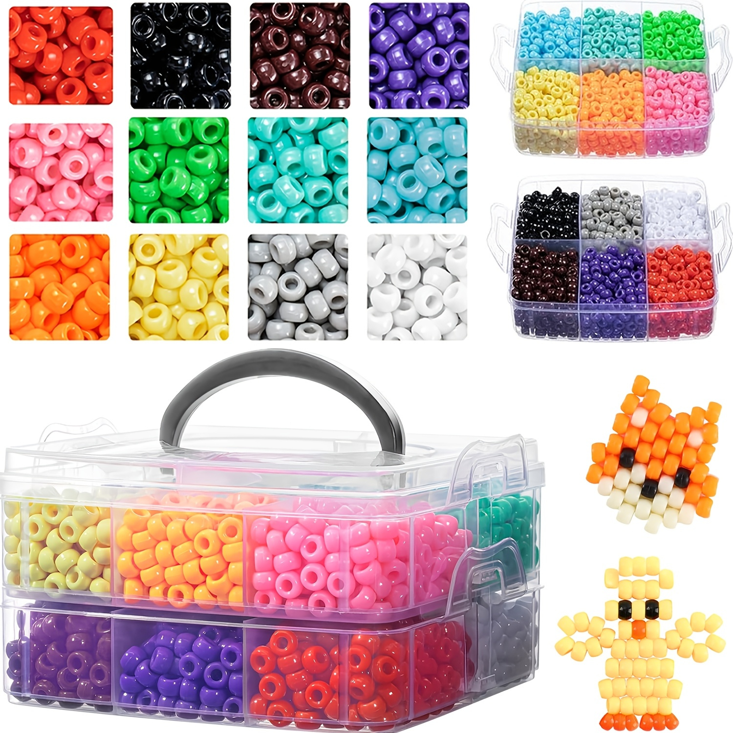 TEMU 2500pcs 12-color Pony Beads Set With Transparent Storage Box, Friendship Bracelet Making Kit, Making. Suitable For Bracelets, Jewelry, Keychain