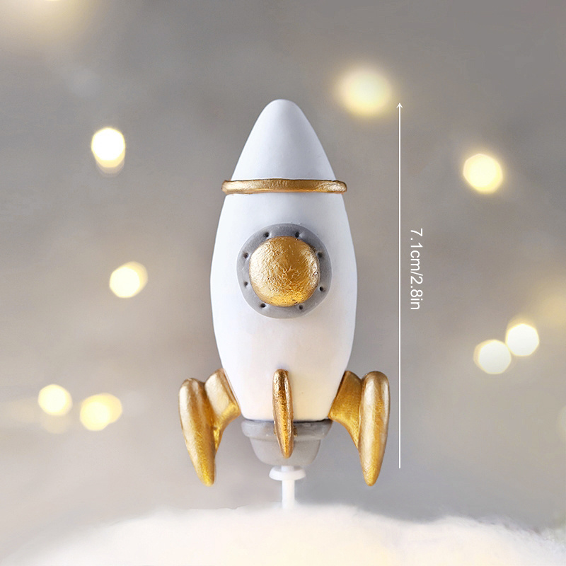 Weltraum Tortenaufleger Set – Mit Astronaut, Rakete & Sternen, Für Geburtstag & Babyshower Party