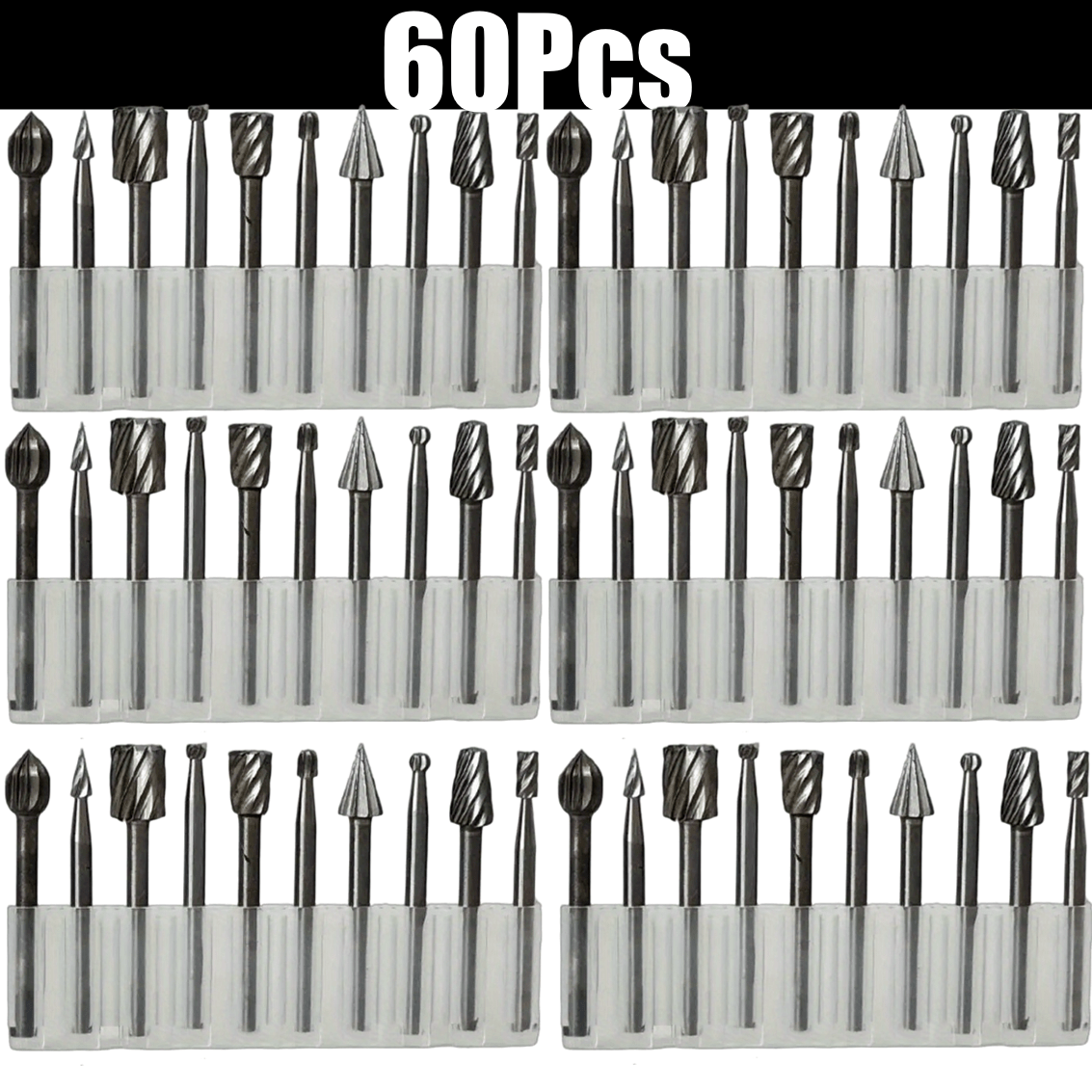 60pcs Rotary Burr Set| Engraving Bits For Wood & Metal Cutting, Carving & Polishing|professional Grinding Tool Kit With 10 Shape Options