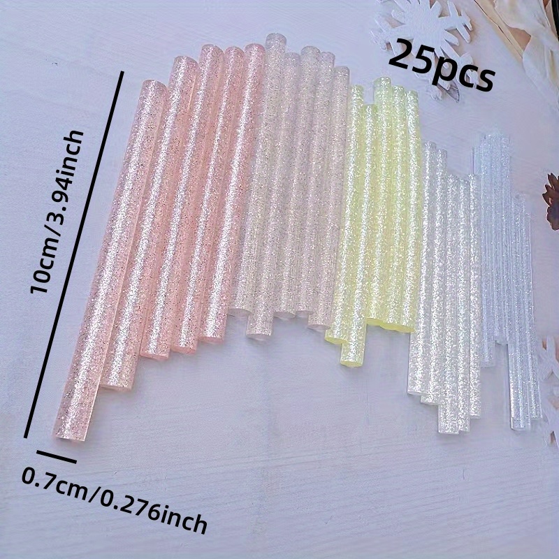Image of 25pcs Transparent Flash Glue Sticks For Hot Melt Glue Guns - Color (,,) Heating Adhesive, Compatible With 4inch Glue Guns, For Diy Crafts, Scrapbooking, Lacquer Printing & Glue Gun Heating Sticks