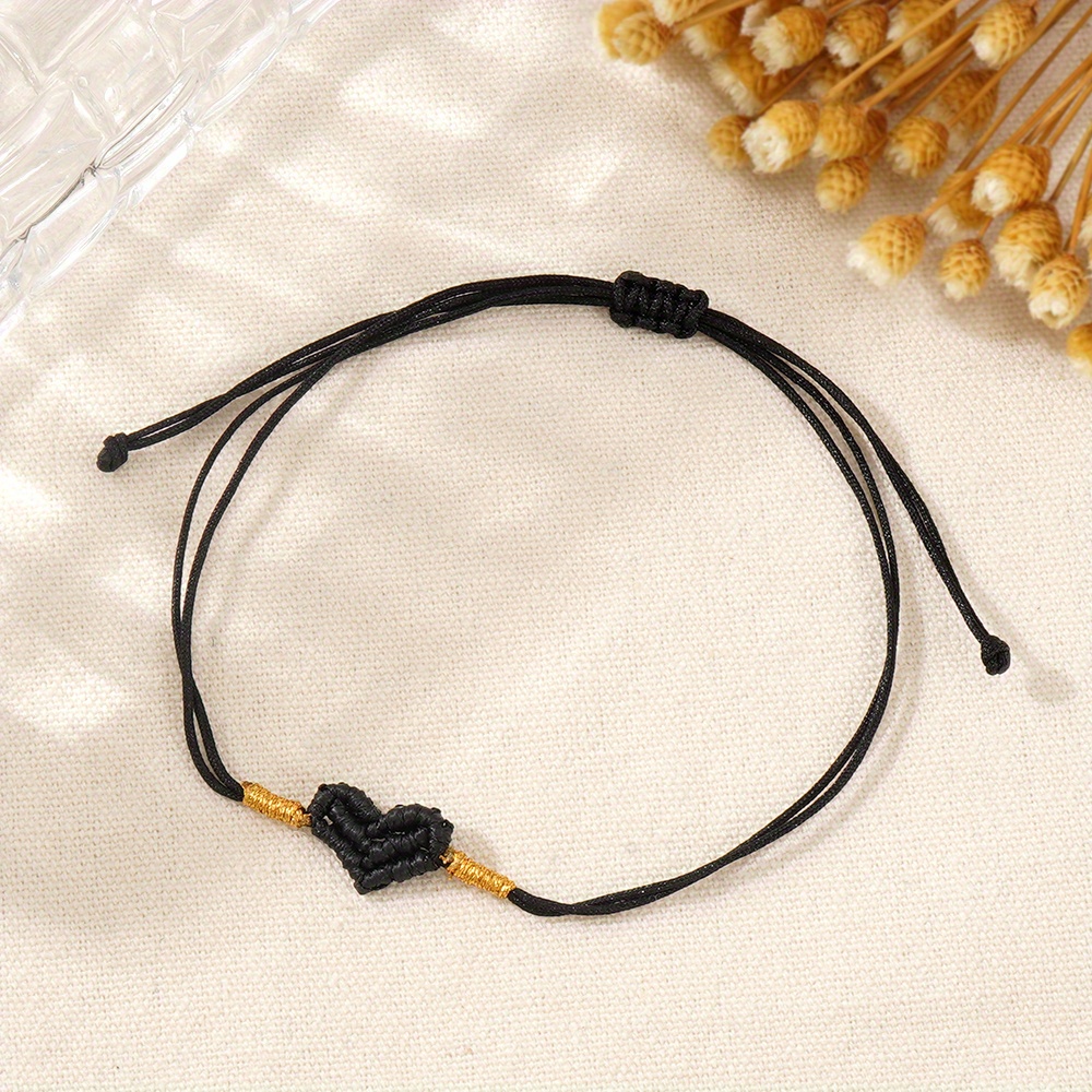 Golden Thread Heart Bracelet Unisex Summer Vacation Wear