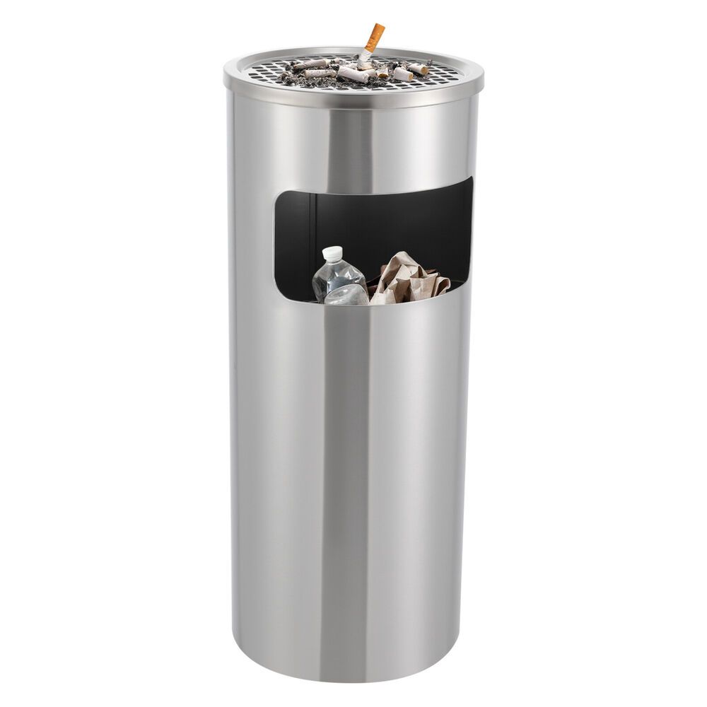 

30l Indoor/outdoor Stainless Steel Waste Garbage Can With Stand-up For Hotel, Office Building