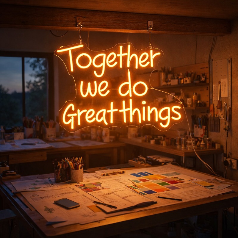 Custom 3-Lines Neon Sign, Inspirational Wall Art Decor