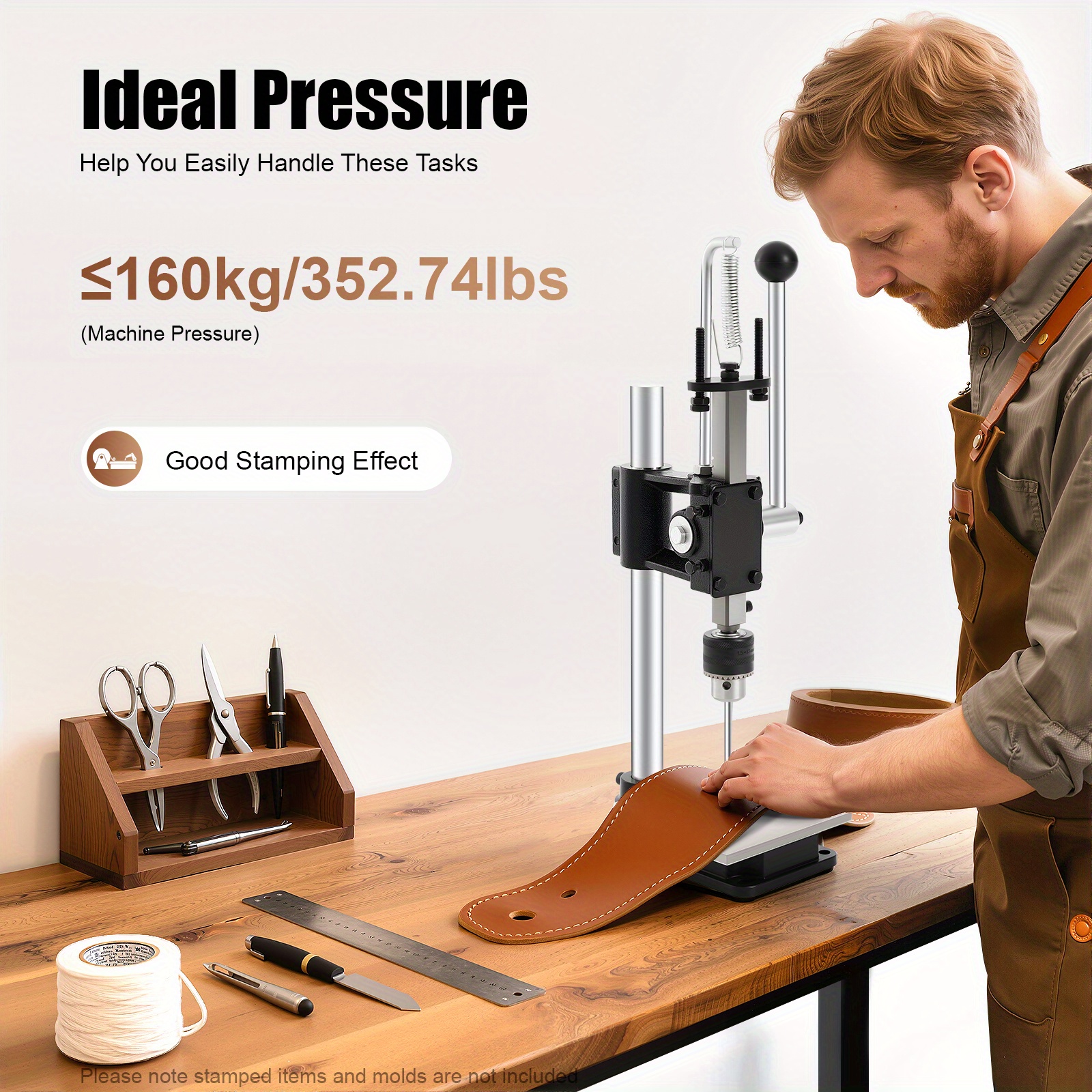 Image of Manual Pressure Punching Machine - Leather Craft Punching Machine, Leather To Make Bags, Belts, And Watch Straps. Suitable For Punching, Piercing, And Embossing Leather, Paper, And F