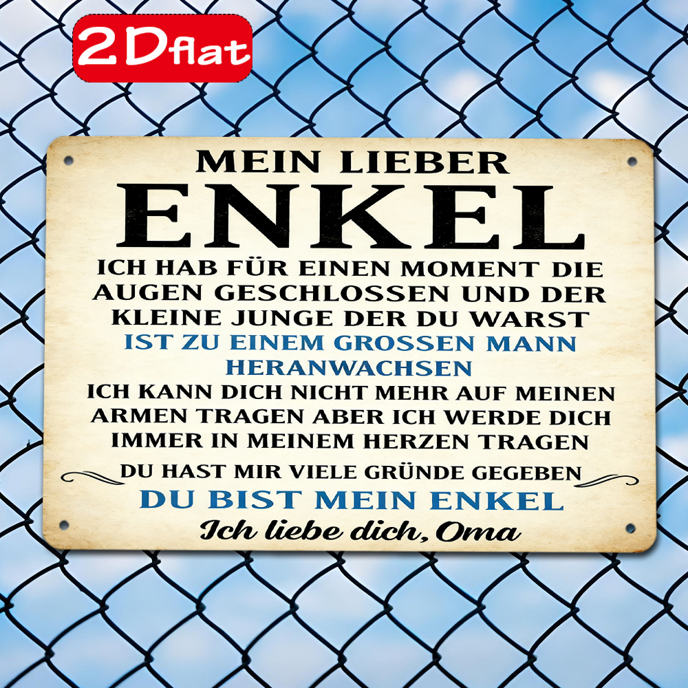 E-shop 2D-Flach, 2D/Flach, ., Deutscher Text Muster „Tiefe Bindung zwischen Großmutter “, 20x30cm Außenschild, Wanddekor-Schild, Ideal für