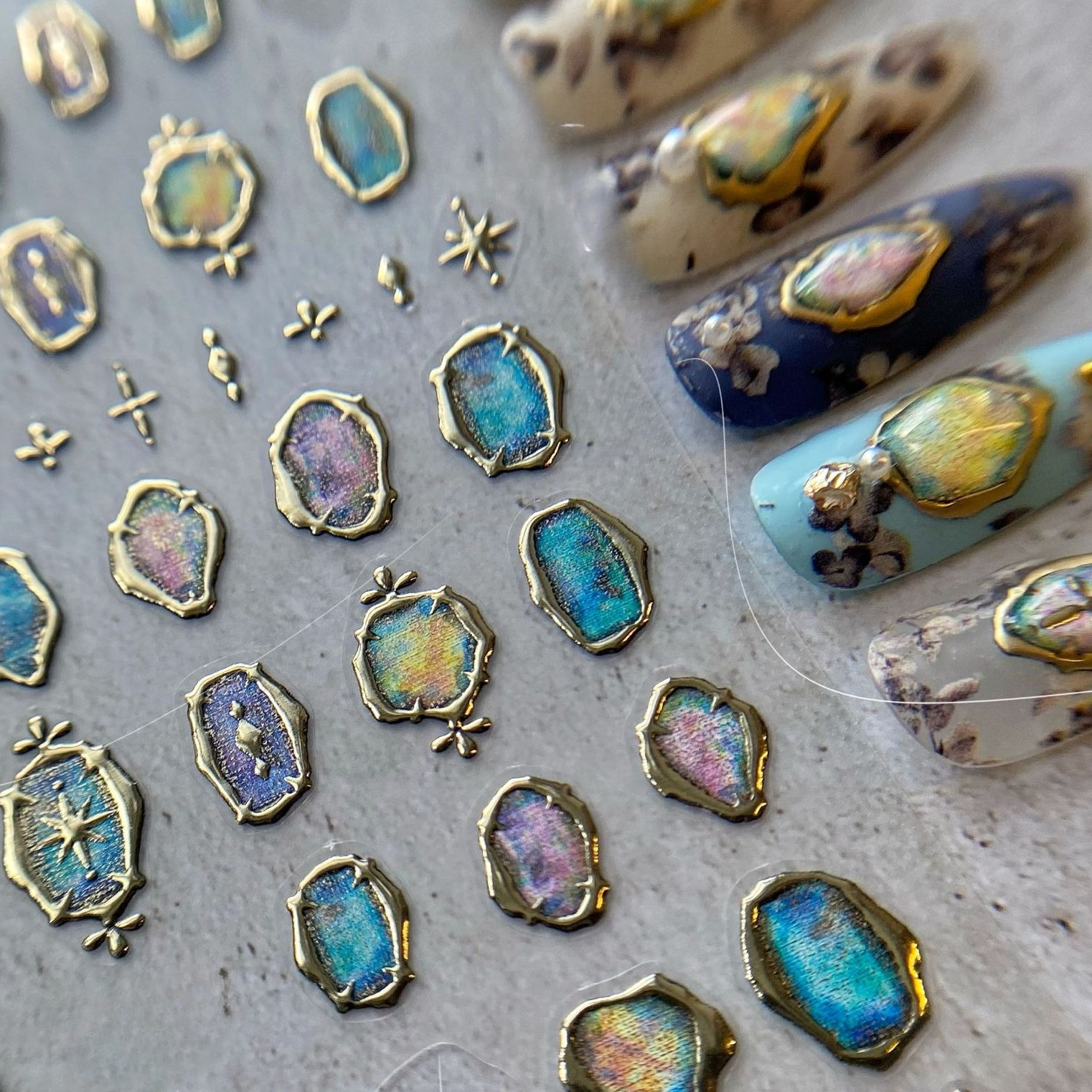 1 Sheet 5d Shiny Gem Sticker Nail Ornament Asymmetrical Slider Manicure Nail Art Decor