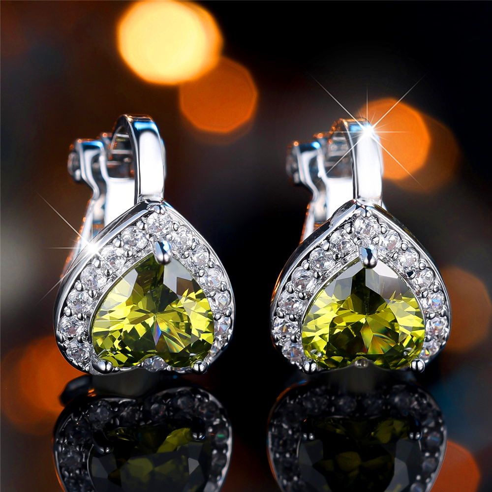 Stylish Heart-Shaped Clip-On Earrings with Synthetic Zirconia