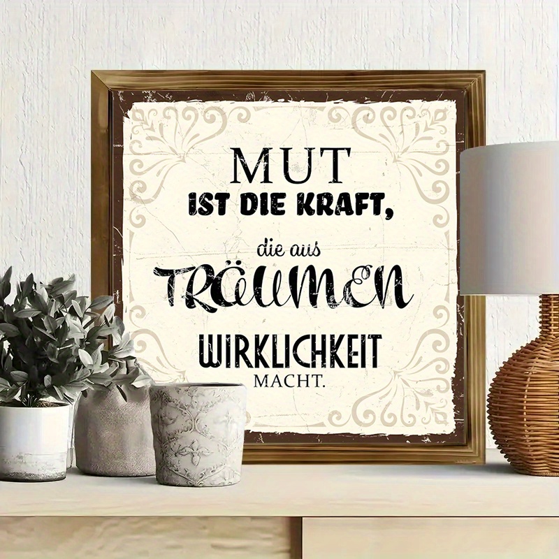 E-shop Mut – Inspirierende Wandkunst mit Holzrahmen motivierenden Zitaten, Geduld-Design – für Schlafzimmer, Wohnzimmer, Büro-Dekor, ideales Geschenk