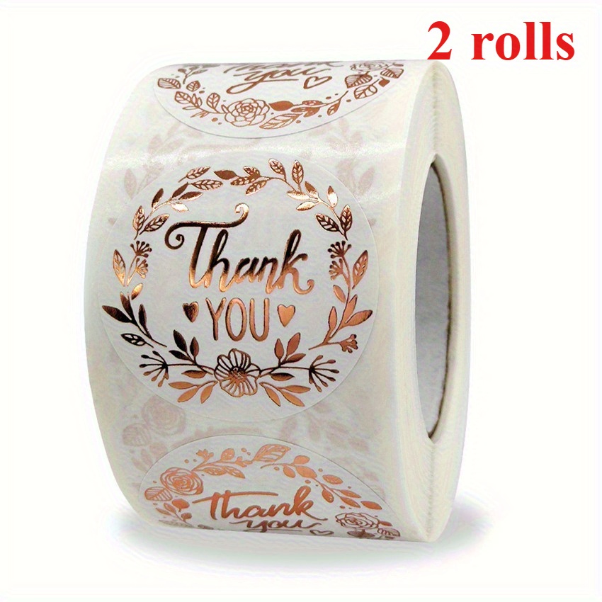 E-shop 1000 Stk./2 Rollen 2,5 cm (1 Zoll) Roségoldene "Danke"-Aufkleber zur Unterstützung meines kleinen Unternehmens, Briefumschlagmarken,