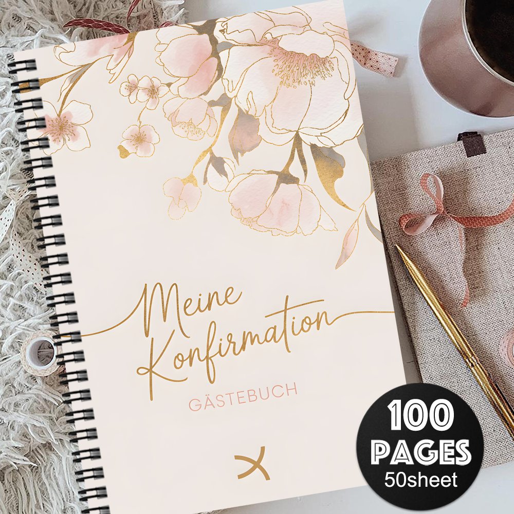 E-shop Ästhetisches deutsches Gästebuch-Erinnerungsalbum - 1 Stück Blumen--Buch mit Wünschen für Hochzeiten, Abschlussfeiern, Taufen und Geburtstage,