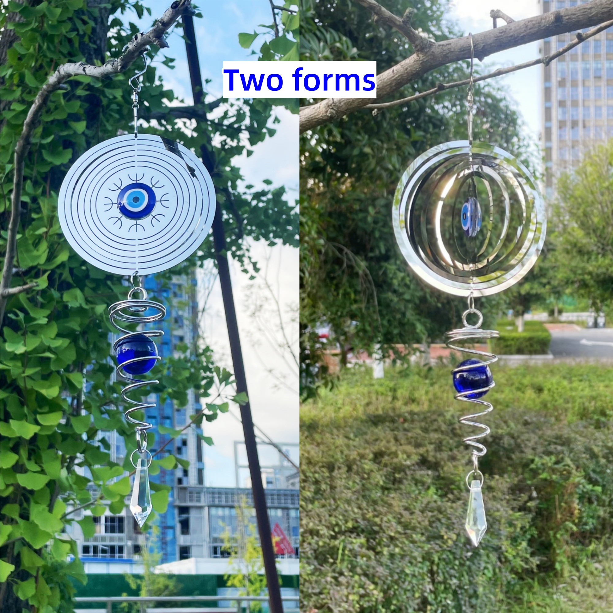 E-shop Böser Edelstahl Outdoor 3D Windspinner - Rundes Gartendekor, Kein benötigt, Garten- & Terrassenhängedekoration, Reflektierende Metallskulptur &
