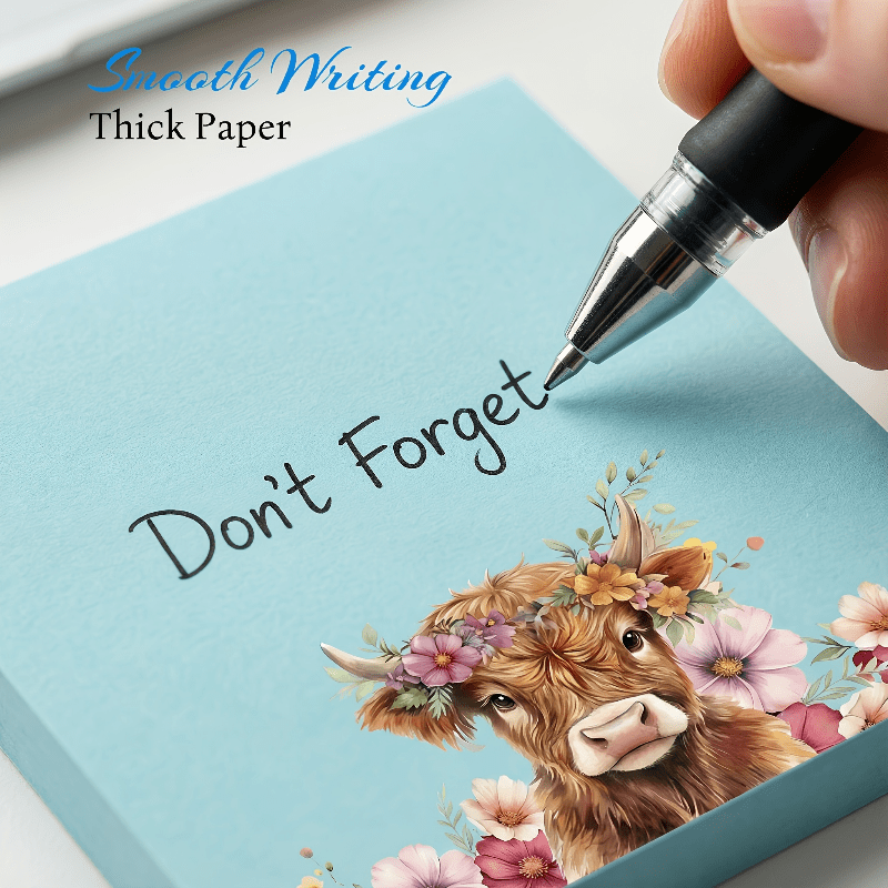 TEMU A Pack Of 20 Highland Cow-themed Sticky Notes (random Color). Adorable Animal-themed Sticky Notes Are Perfect For Use At Home, School, Or The