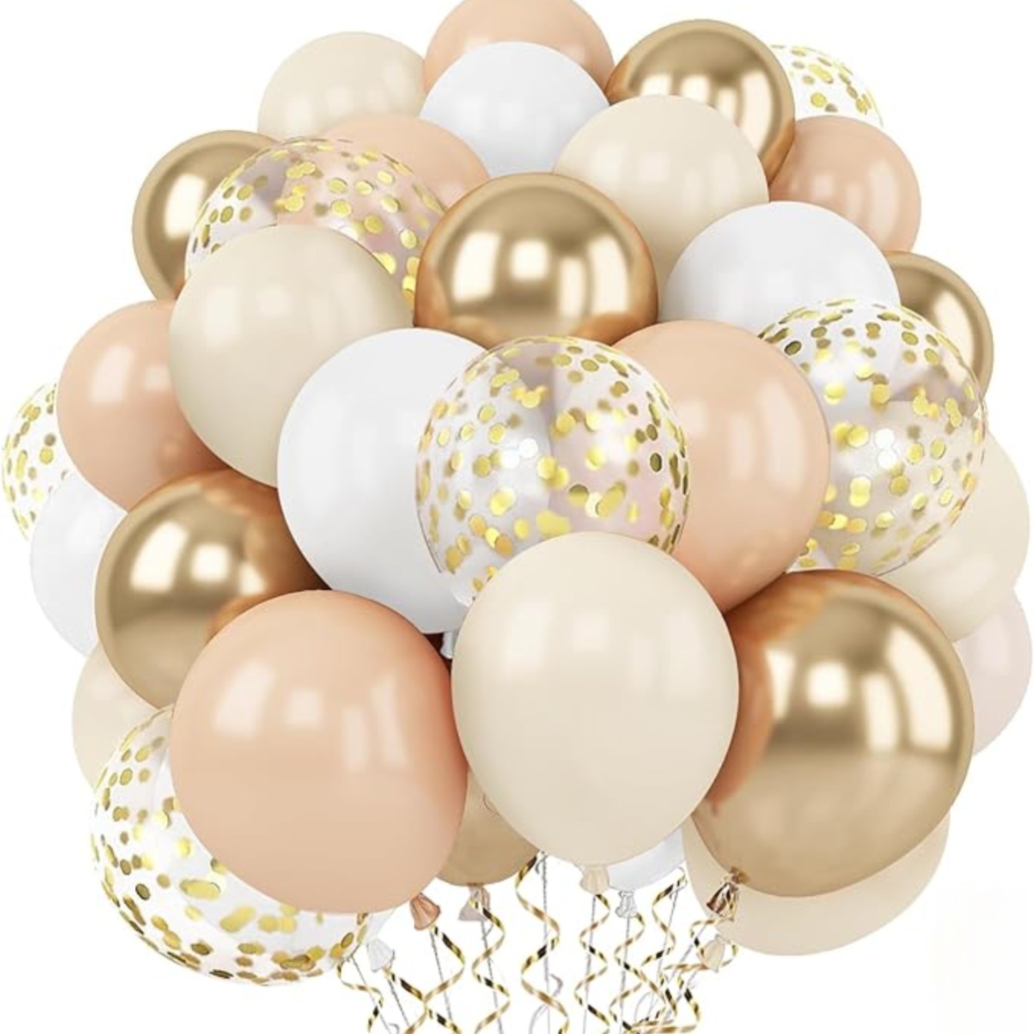 35pcs Nude Sand Balloons | 10/12 Inch Beige Golden Confetti Balloons For Birthday, Wedding, Bride Shower, Party Decoration, For Halloween, Christmas