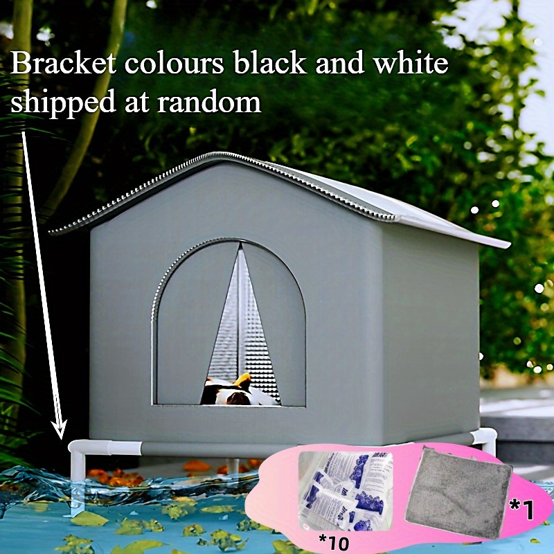 Outdoor Cat House With Frame - Cold-resistant Oxford Cloth, Includes A Warm Mat, Spacious Enclosed Cat Tent