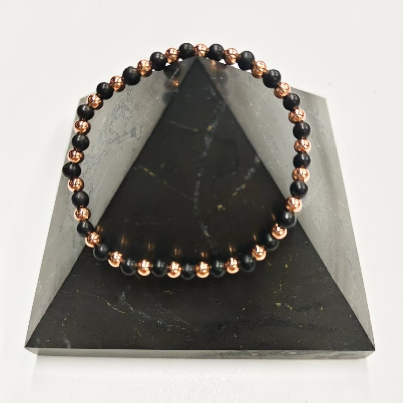TEMU Shungite Copper Bead Bracelet, Vintage And Casual Classic, Suitable For Everyday Wear, Unisex, As A Gift For Father's Day, Mother's Day,