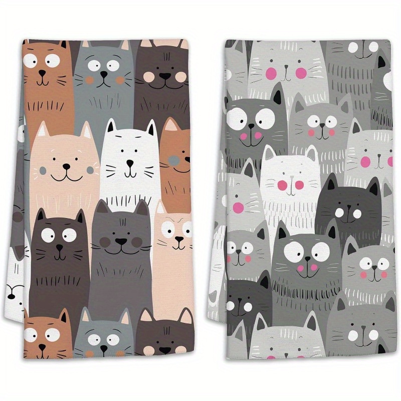 

2 Set 18 Inch *26 Inch Farmhouse Style Theme Gift Towel Cute Cat Skin-friendly Repeatedly Used Couples Holiday Gifts Friends Cute Multi- Towels