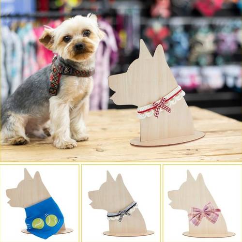 1 set wooden pet bib display stand dog silhouette display stand plywood pet scarf display cabinet small crafts exhibition photography prop suitable for displaying dog accessory bibs bandanas scarves etc in stores