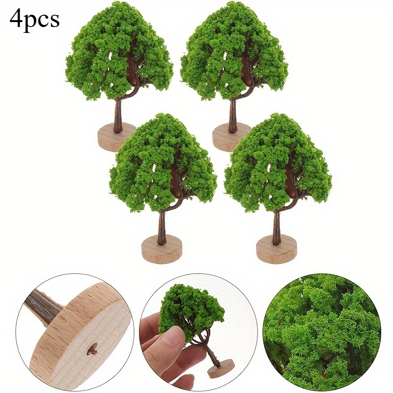 Image of 4pcs/ 2pcs Model Tree Miniature Tree Model Tree With Base, Train Landscape Building Tree For Crafts, Building Model, Landscape, Home And Office Decoration