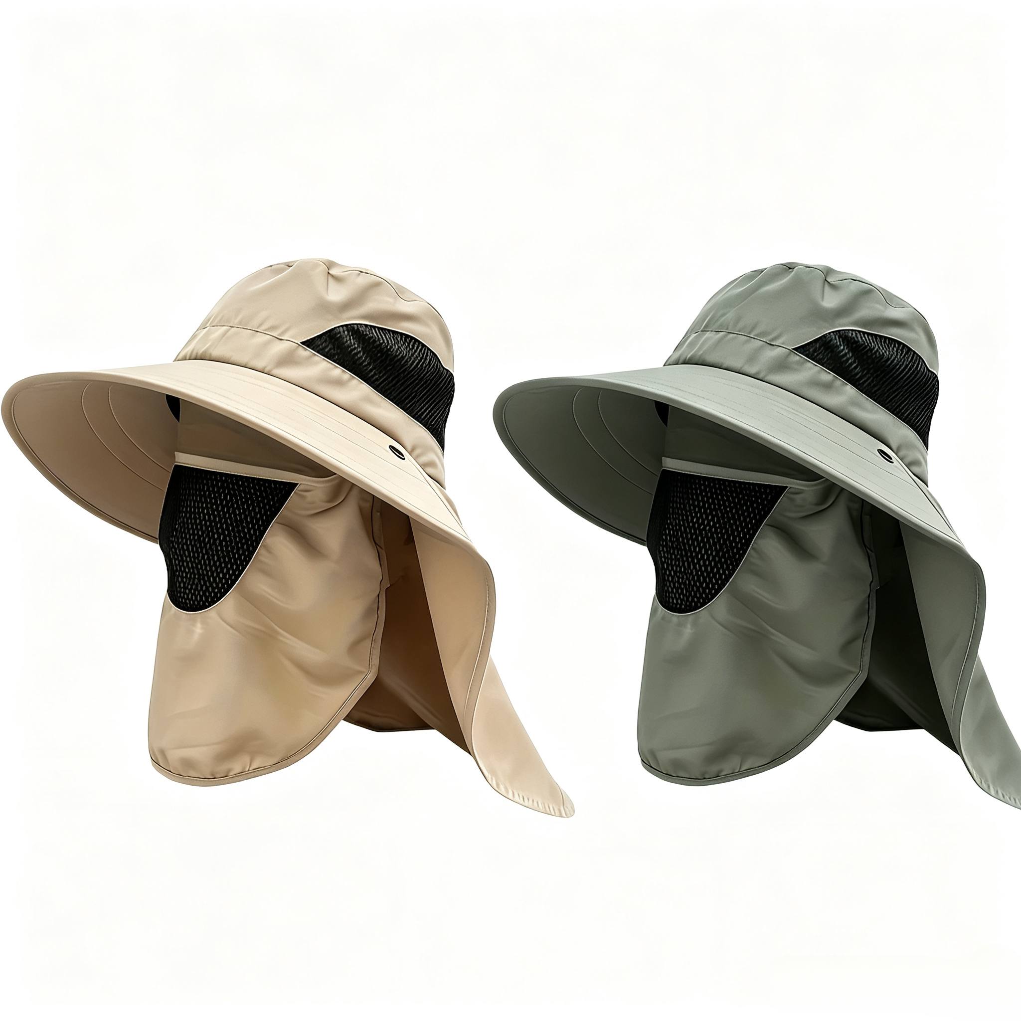 TEMU 2pcs Wide Brim Fisherman Hats, Hiking Fishing Sun Hats, Unisex Quick-dry Hats With Breathable Mesh, Suitable For: Hiking, Camping, Riding,