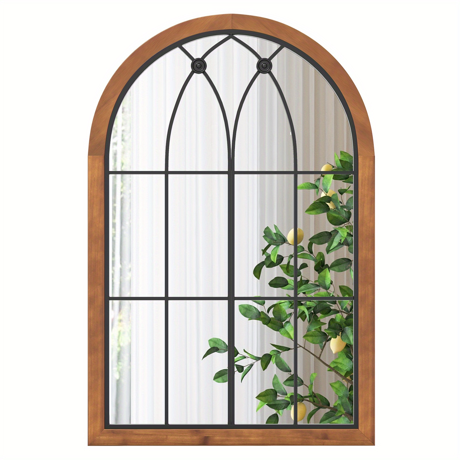 Curved Wall Mirror, Decorative Hanging Wall Mirror With Pine Frame, Rustic Hanging Mirror For Entrance, Bathroom And Bedroom