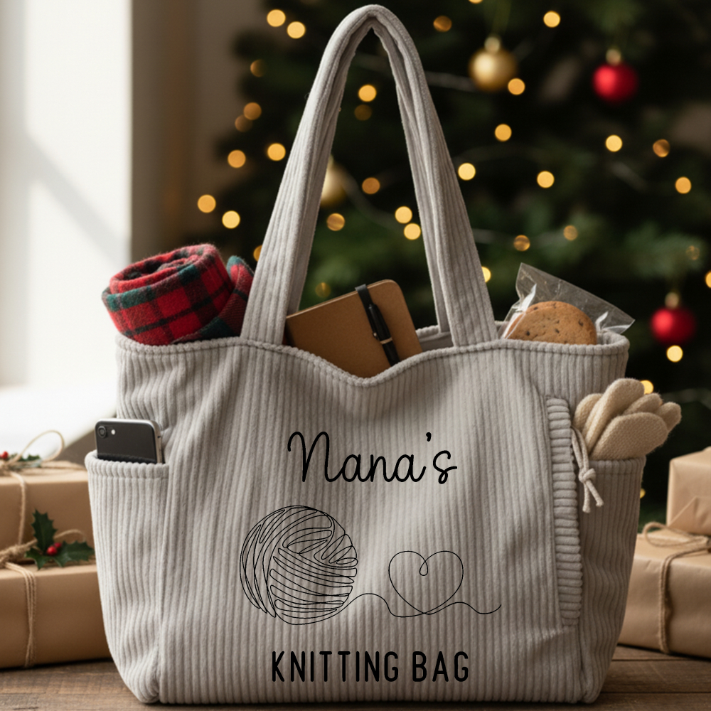 Women's Personalized Knitted Storage Bags With Names | Yarn Storage | Knitting/crocheting Organizer Bags | Gifts For Grandma | Gifts For Mom | Birthday Gifts | Christmas Gifts