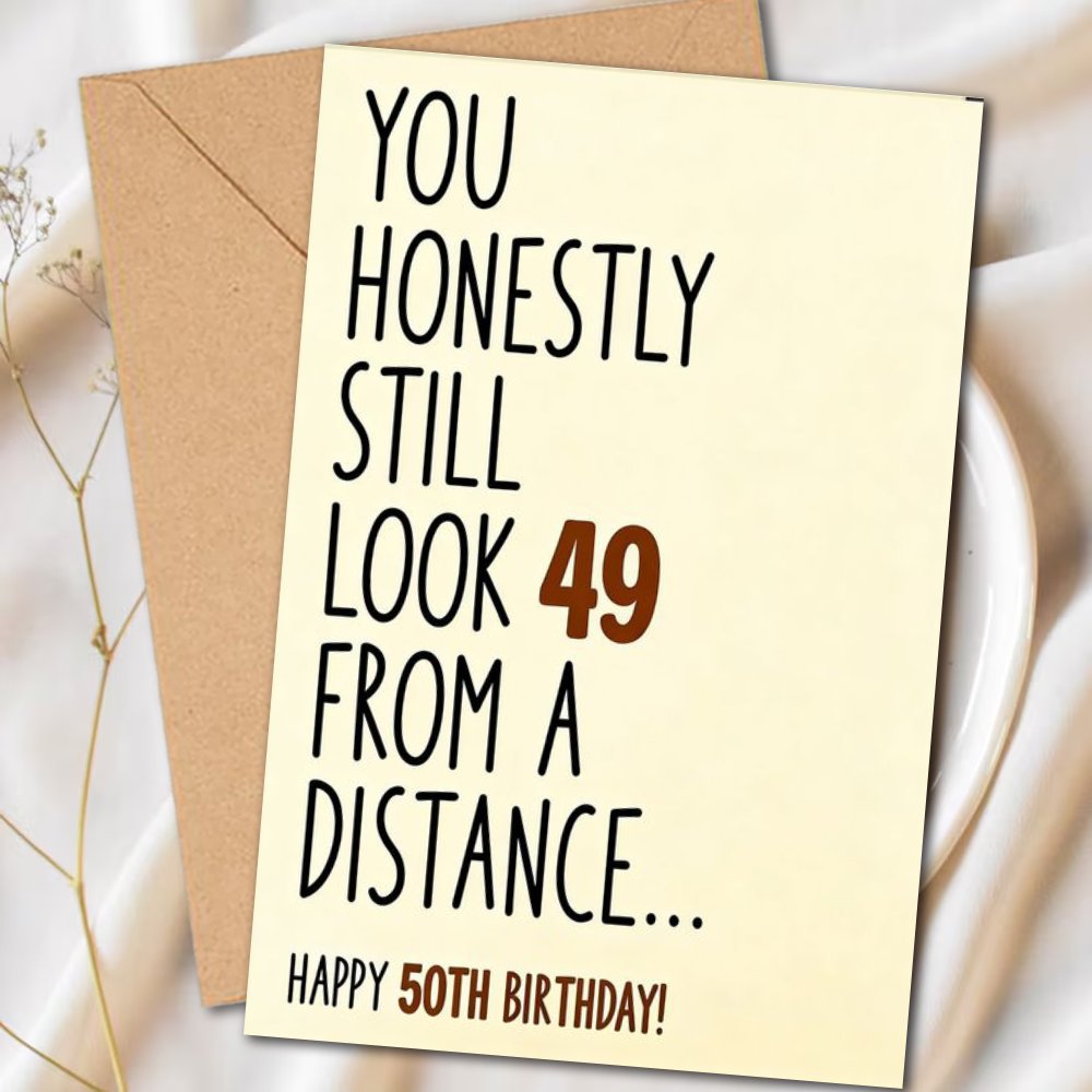TEMU 【party Invitations】1pc Funny 50th Birthday Card Suitable For Fortieth - Humorous Greeting Card With "you Still Look 49" Joke, Card For 50 Years